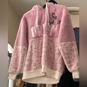 Disney SOFT! Cozy Pullover Hoodie with Minnie and Leopard Spots! Pink-Size S